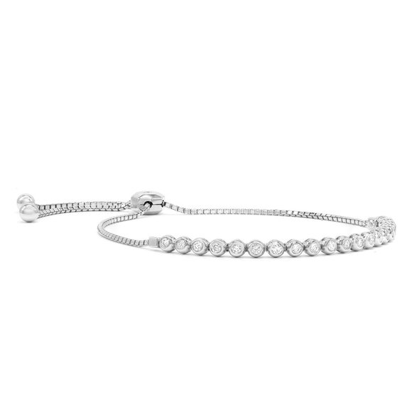 Rachel Koen Bezel Set Diamond Tennis Sliding Bracelet 14K White Gold 0.68Cttw - Picture 4 of 5